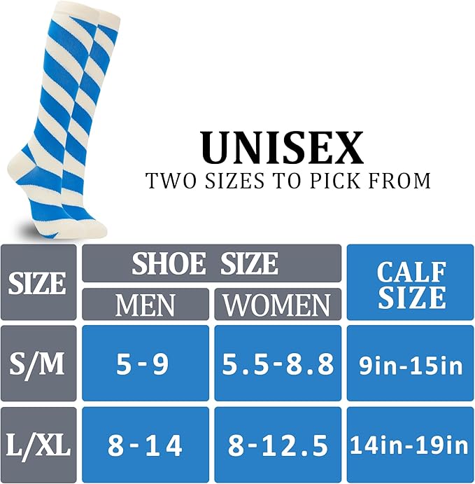 fenglaoda 3 Pairs Compression Socks for Women & Men Knee High Nurse Pregnant Cute Medical Running Travel Athletic