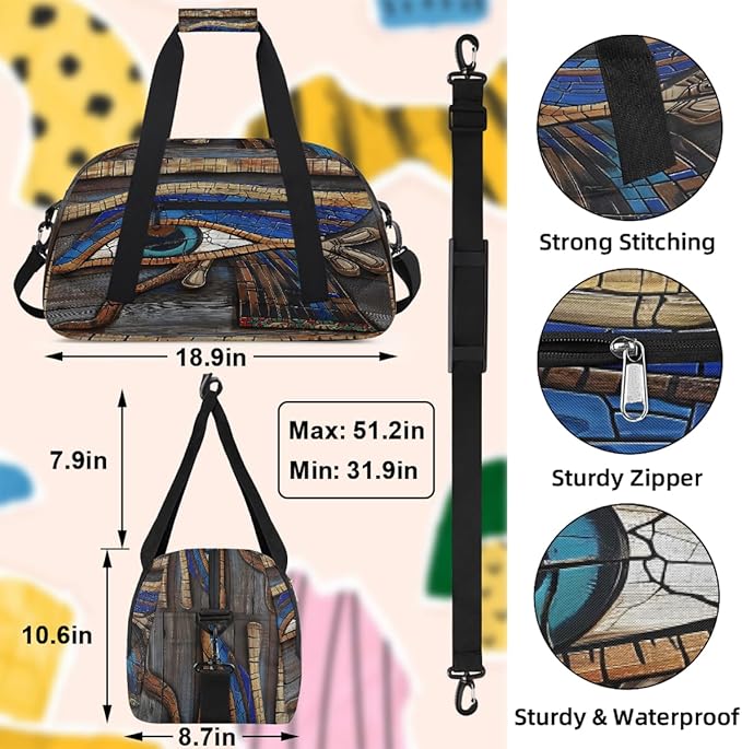 Travel Duffle Bag for travel duffle bag sports Girls Boys Kids Egyptian Eyes Lightweight Overnight Sleepover Weekender Bags Small Dance Gym Sport Bag Teens Carry-On Size Workout Bag