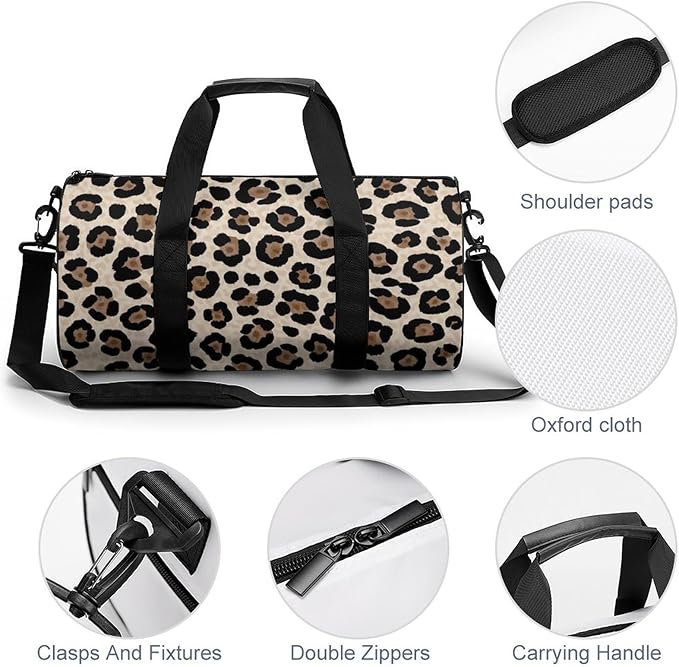 Overnight Weekender Travel Bag Cheetah Leopard Print Gym Sports Travel Workout Bag Basketball Football Weekender Bags