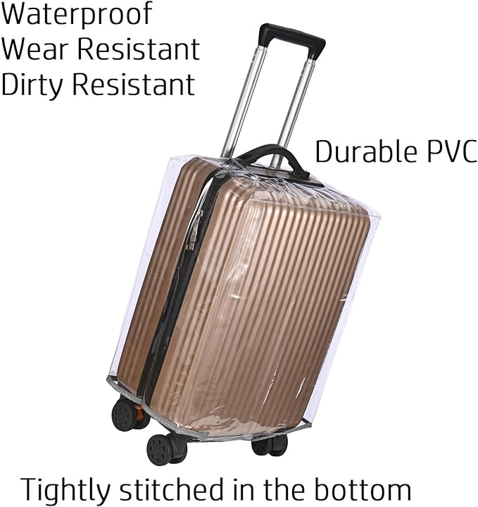 Clear PVC Suitcase Cover Protectors Thicken Luggage Cover Protector Full Transparent Waterproof Wheeled Dustproof Luggage Sleeve Protector 26"