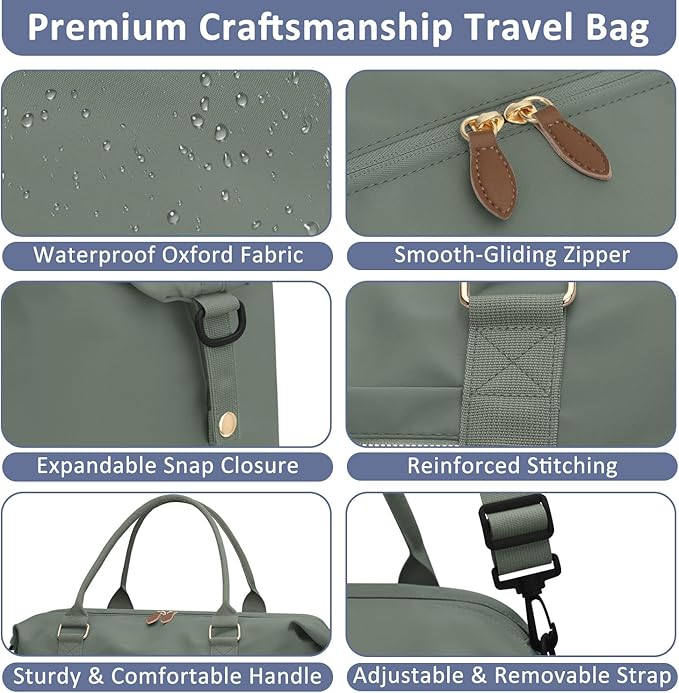 Travel Duffle Bag for Women, Weekender Bags, Hospital Bag for Labor Delivery, Lightweight Tote Duffel Overnight Bag with Luggage Sleeve,Airplane Travel Bags (Army Green, X-Large)