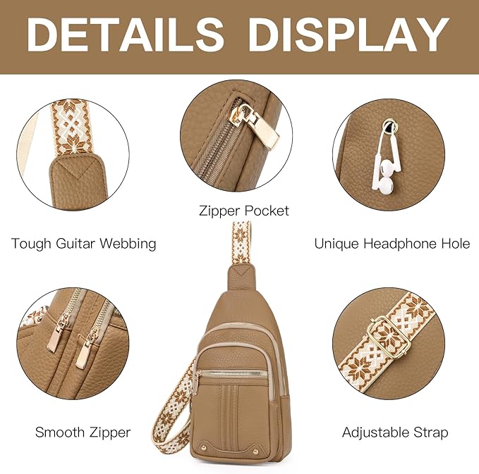 GAEKEAO Sling Bag for Women Crossbody Bags Fanny Pack Vegan Leather Chest Bag Travel Shoulder Belt Purse Backpack Gifts
