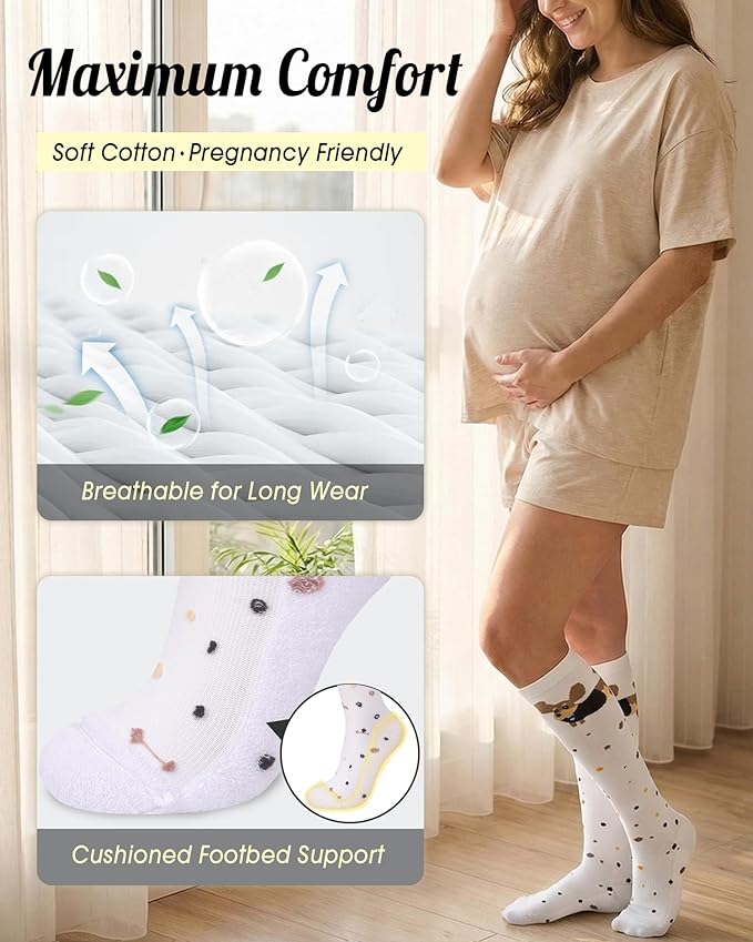 CTHH Cotton Compression Socks for Women Men 20-30mmHg Knee High Support Socks Circulation for Running, Travel, Nurses, Pregnancy (2 Pairs)