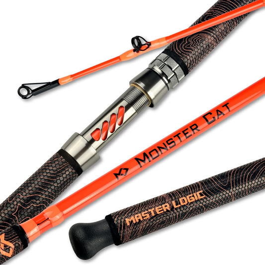 Monster Catfish Fishing Rod - 7' Medium Heavy, 1-Piece Glow in Dark Casting Rod, S-Glass & Carbon Graphite Blend, Durable EVA Foam Super Grip, Catfish Pole for Night Fishing
