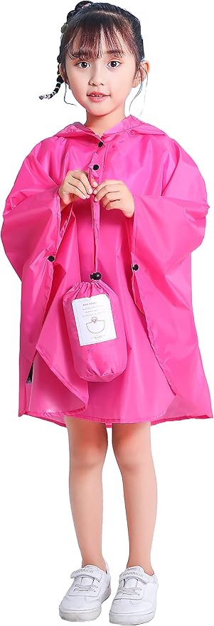 Spmor Kids Rain Poncho Hooded Jacket Rain Coat