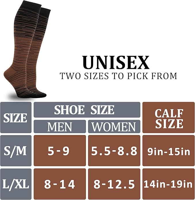 fenglaoda 3 Pairs Compression Socks for Women & Men Knee High Nurse Pregnant Cute Medical Running Travel Athletic