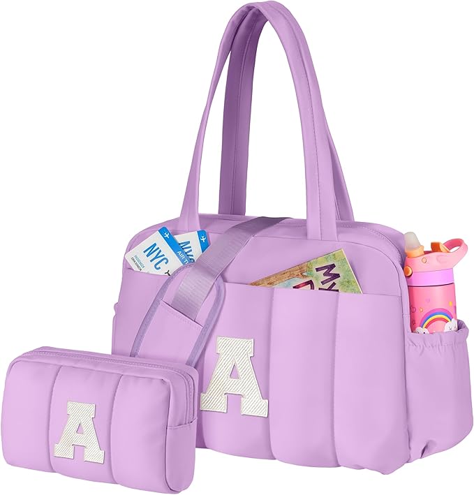 Gifts for 11 Year Old Girl-Initial Duffle Bag, Women Travel，Birthday Gift for Mom-Overnight Bag with Wet Pocket，Lightweight Travel Bags Personalized Gym Tote with Makeup Pouch-Girls Stuff