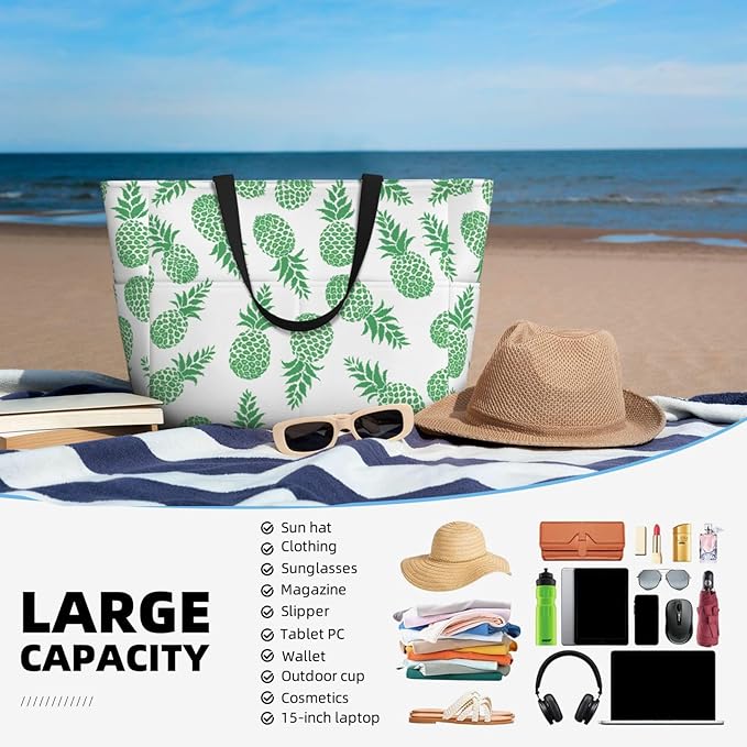 Beach Tote Bag for Women Beach Bag Waterproof and Sandproof Tote Bag with Wet Bag Large Travel Bag for Weekend Travel