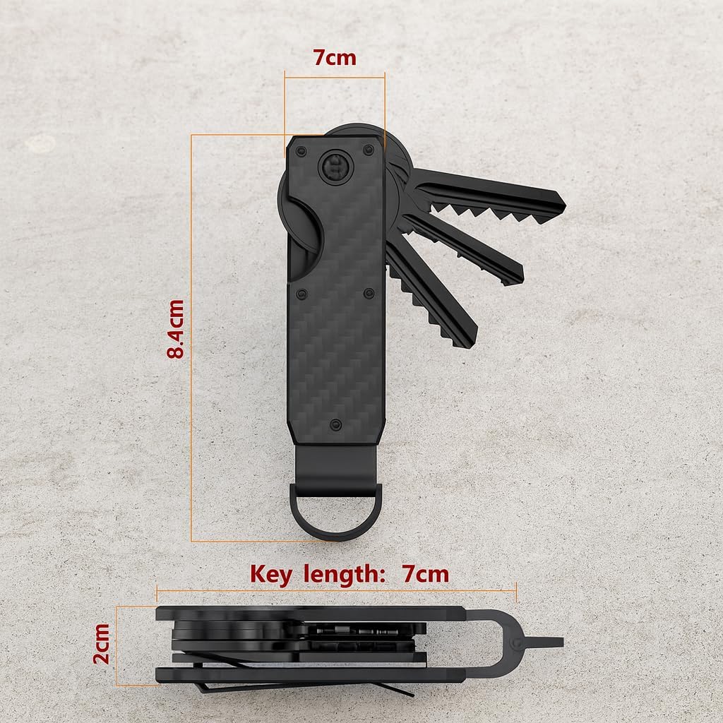 Key Organizer, Minimalist Silent Key Fob, Compact EDC Key Chain, Silent Key Chain with Ring Buckle - Holds up to 2-6 Keys