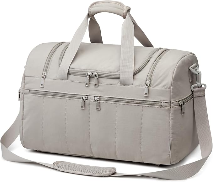 G4Free 45L Travel Duffle Bag for Women Men 3 in 1 Duffel Bags with Shoes Compartment Gym Backpack for Weekender Overnight, Camel