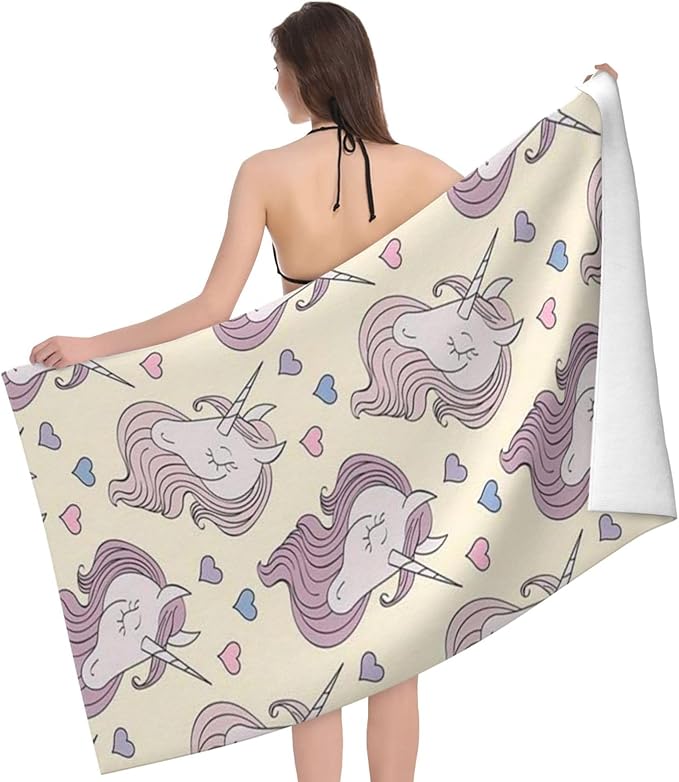 Cute Unicorn Beach Towel for Kids/Girls/Toddler/Baby, Personalized Microfiber Beach Towels Bulk, Quick Dry Beach Towel for Pool, Lightweight Bath Towels Oversized Clearance 30"x 60"