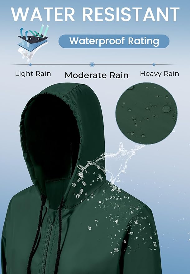 Zando Lightweight Rain Jacket Women Waterproof - Raincoat for Women Packable Rain coat Hooded Windbreaker for Travel Outdoor