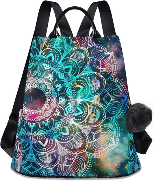 ALAZA Galaxy Colorful Mandala Backpack Purse for Women Anti Theft Fashion Back Pack Shoulder Bag