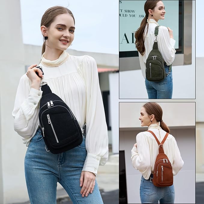 MYHOZEE Small Diaper Bag Crossbody Sling Purse for Women - 2 in 1 Leather Backpack with 2 Straps for Short Trips Work Daily | Mini diaper bag, Instant Wipes pocket, Adjustable Straps, Credit card slot, Moms and dads, Reusable Wipe pouchs