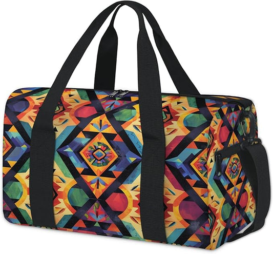 Boho Rustic Floral Travel Duffle Bag for Women Men, Overnight Weekender Bag, Carry on Tote for Sport Gym