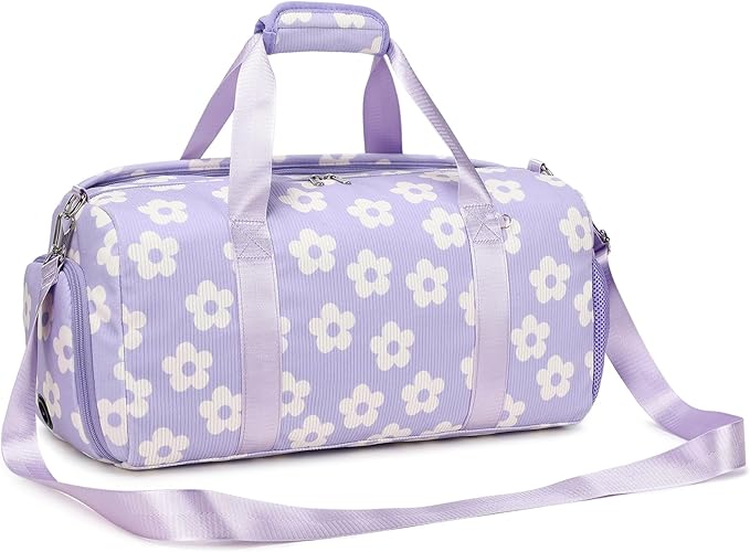 Duffle Dag Dance Dag Teen Girl Gym Bag Ballet Bag Sports Duffle Dag Corduroy Overnight Bag with Shoe Compartment and Dry Wet Pocket,Cute Birthday Gifts(Purple)
