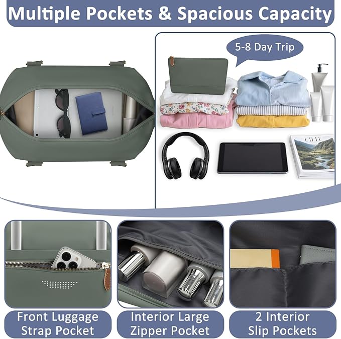 Travel Duffle Bag for Women, Weekender Bags, Hospital Bag for Labor Delivery, Lightweight Tote Duffel Overnight Bag with Luggage Sleeve,Airplane Travel Bags (Army Green, X-Large)