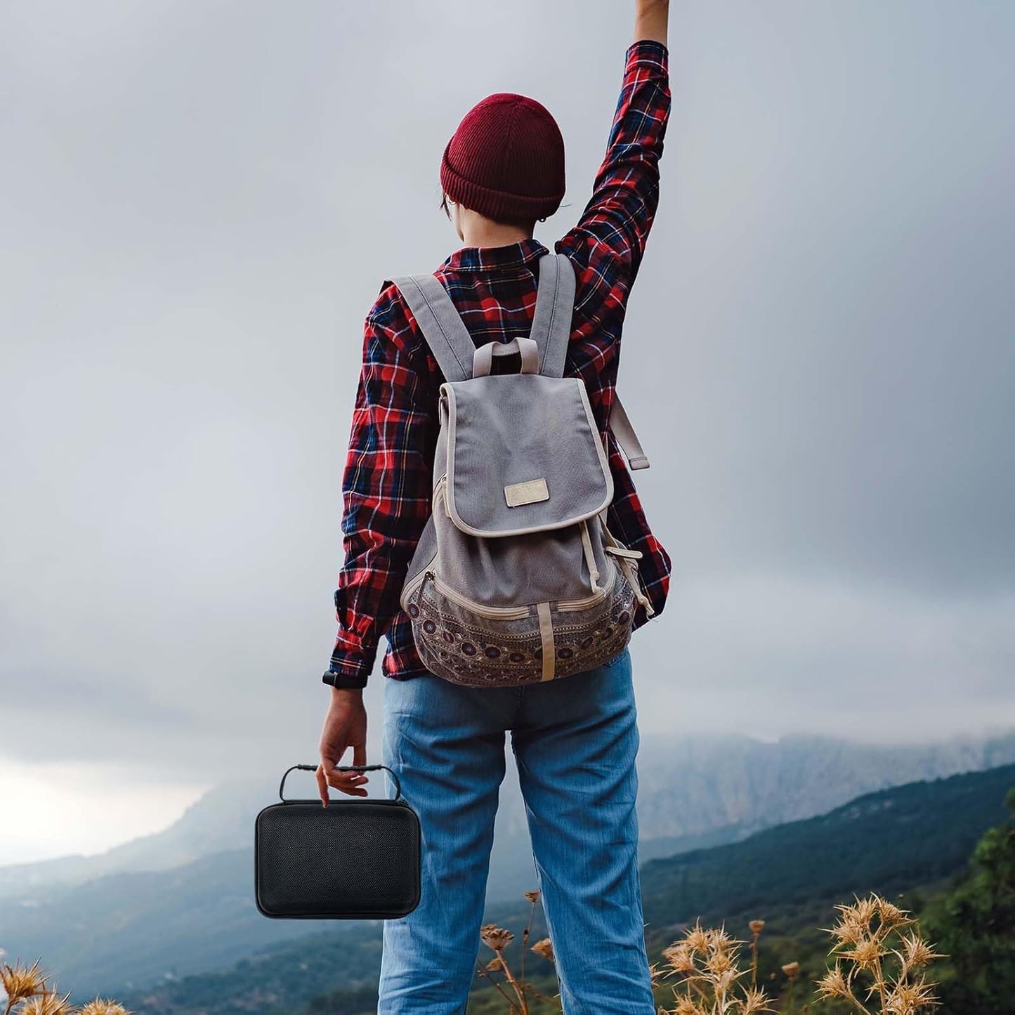 EVA Hard Case with Customizable Foam Protective EVA Carrying Case Shockproof Outdoor for Camera, Digital Products, Electronic Instruments with Knife(Black,12.6 x 12.2 x 3.5 Inch)