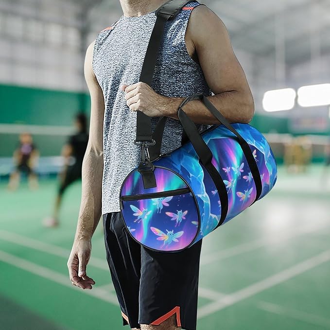 Sports Gym Bag for Women Men Travel Duffel Bag Tote Weekender Bag Aurora Elf Carry on Overnight Bag for Travel Swimming Fitness Workout Sports Duffle Bag