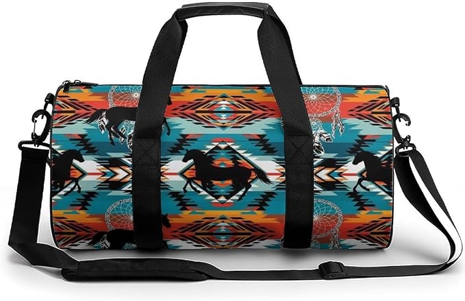 Gym Sports Duffle Bag Southwest Aztec Turquoise Weekender Carry on Beach Yoga Overnight Luggage Bag Travel Training Workout Bags