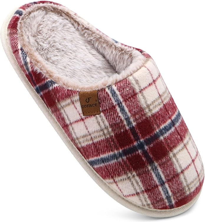 COFACE Mens Cozy Memory Foam Scuff Slippers Casual Slip On Warm House Shoes Indoor/Outdoor Sandal Slippers With Arch Support Rubber Sole Size 7-15