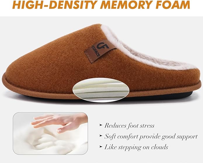 COFACE Mens Cozy Memory Foam Scuff Slippers Casual Slip On Warm House Shoes Indoor/Outdoor Sandal Slippers With Arch Support Rubber Sole Size 7-15