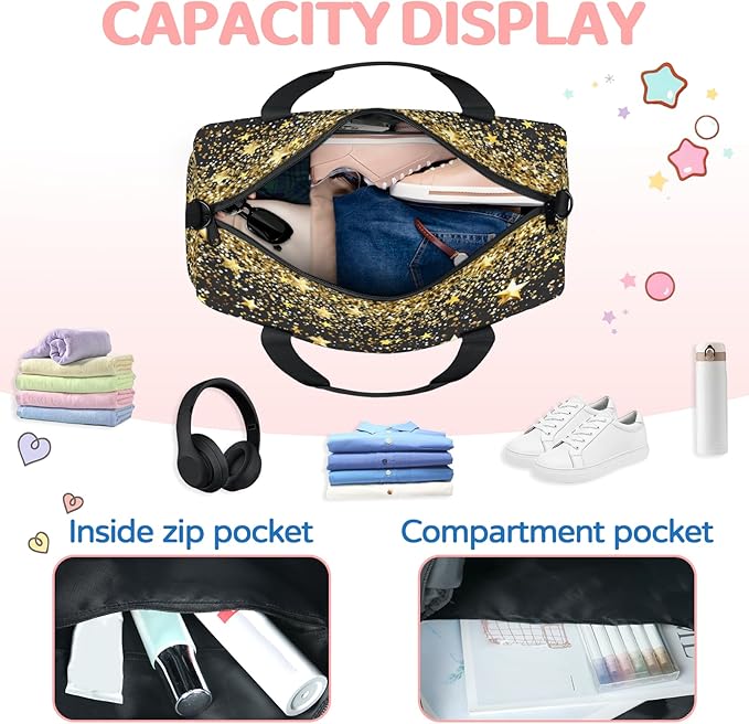 Galaxy Star Print Travel Duffle Bag for Women Men, Overnight Weekender Bag, Carry on Tote for Sport Gym