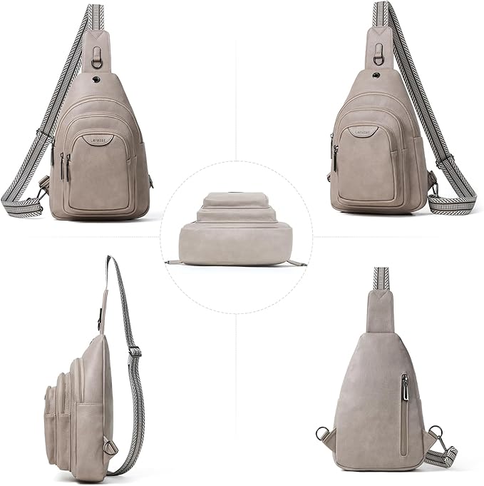 10L Crossbody Sling Bag for Women Men Anti Theft Cross Body Fanny Pack Belt Bag Purse Gifts for Women Faux Leather, Light Grey