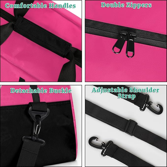 Personalize-Kids-Sports-Duffel-Bags With Custom Name Text Carry-On Overnight Travel Gym Lightweight Dance Pattern Sports Bags For Girls Boys Kids,Red 1