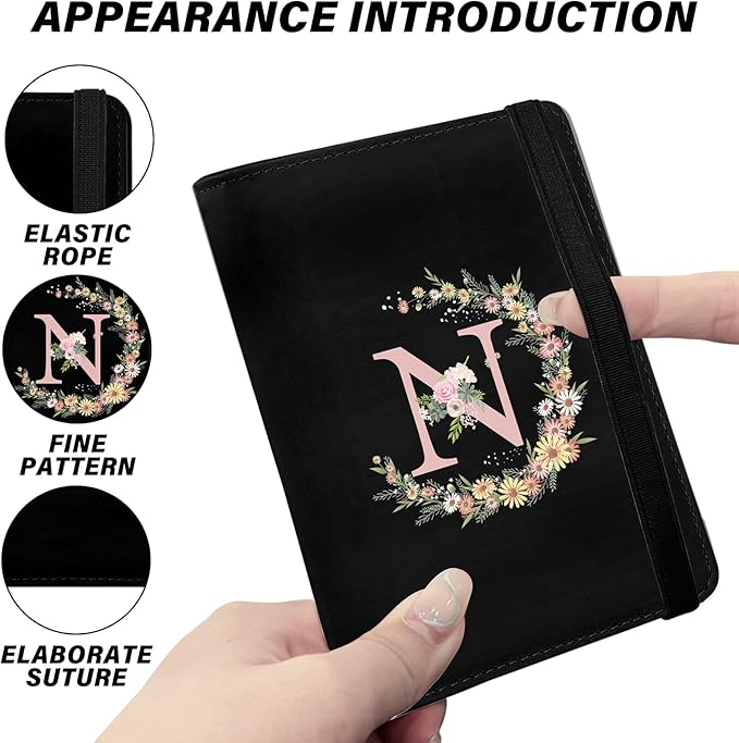 Cute Passport Holder and Holder Combo Passport Cover with RFID Blocking Women Men Compatible Wallet Credit Card Protector (Black-N)