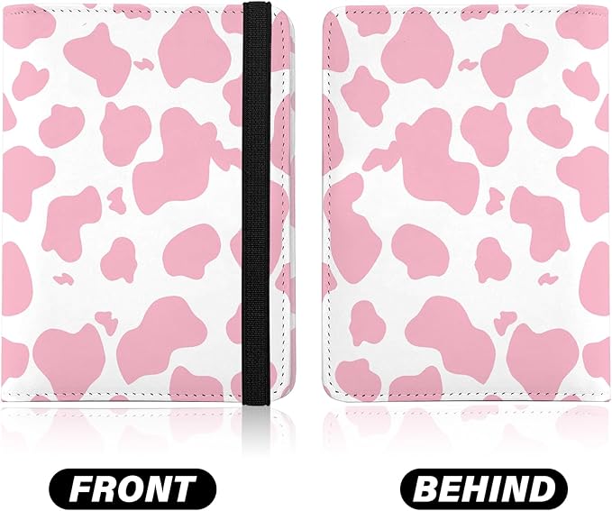 Cute Passport Holder and Holder Combo Passport Cover with RFID Blocking Women Men Compatible Wallet Credit Card Protector(Pink Cow)