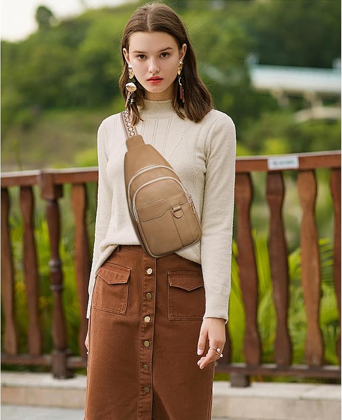 GAEKEAO Sling Bag for Women Crossbody Bags Fanny Pack Vegan Leather Chest Bag Travel Shoulder Belt Purse Backpack Gifts