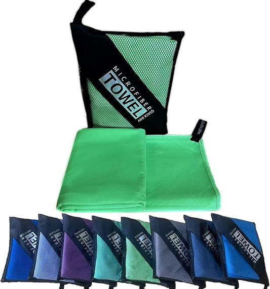 Reusable Quick Dry Beach Towels,Microfiber Travel Towel,Compressed Lightweight Bath Towel for Beach Hiking Gym Yoga Travel Sports Swimming Camping(Green, 16"*32")