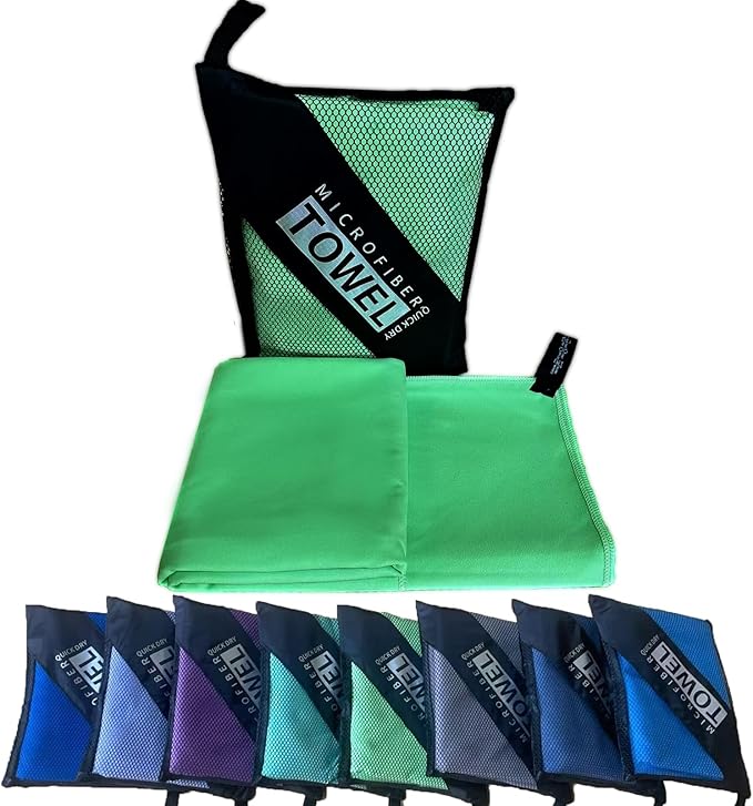 Reusable Quick Dry Beach Towels,Microfiber Travel Towel,Compressed Lightweight Bath Towel for Beach Hiking Gym Yoga Travel Sports Swimming Camping(Green, 43"*69")