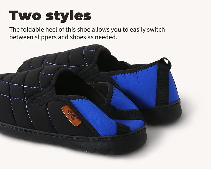 Mens Slip On Slippers Coolmax® Two Tone Comfy Slipper Memory Foam Slippers Indoor Outdoor Men's House Shoes Loafers Camping Slipper Two Styles | Moisture-wicking | Breathable