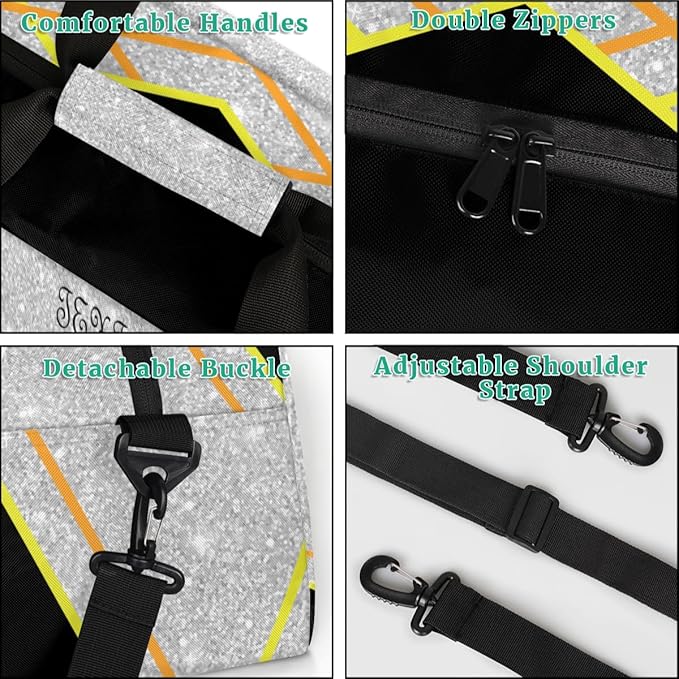 Custom Name Black Baseball Boy Gym Travel Duffle Bag with Front Zipper Pocket Personalizedfor Sports Bag for Overnight, Weekender, Carry On,Workout & Dance, 18.9 * 8.7 * 10.6 in