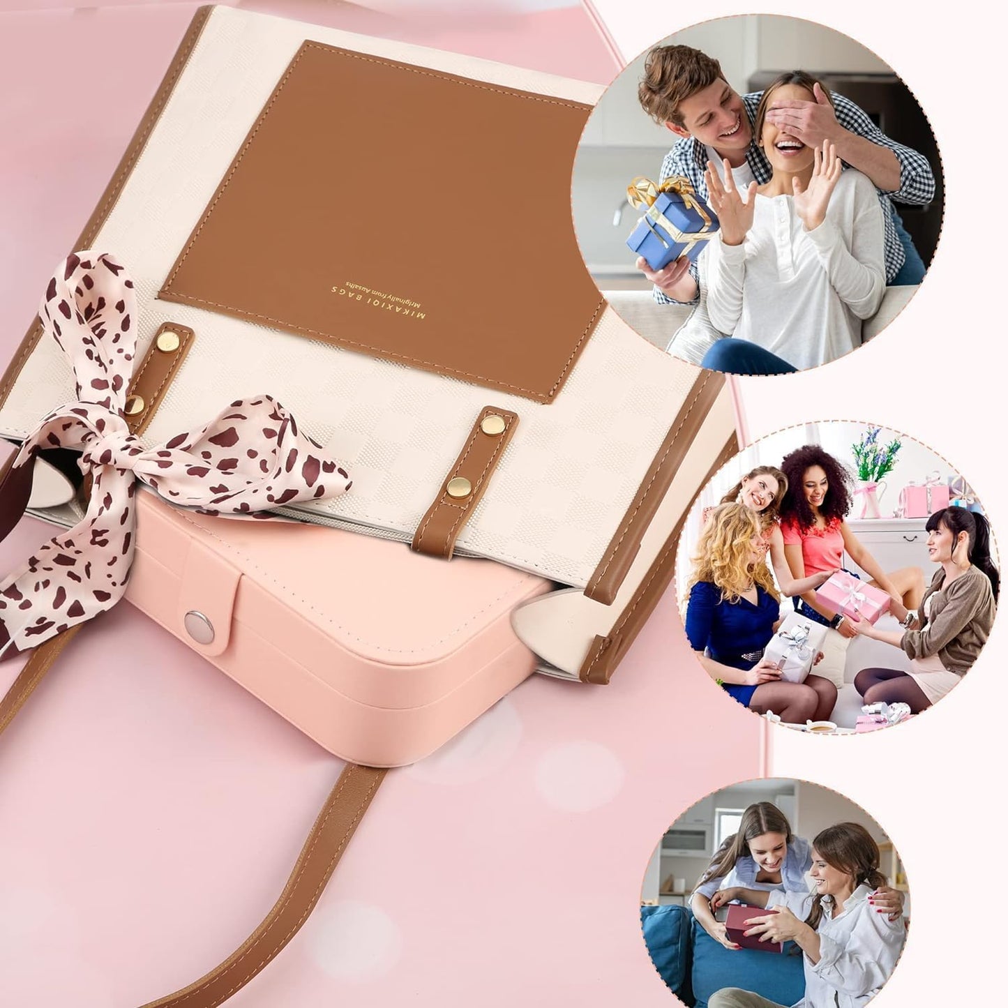 Travel Jewelry Box, PU leather Small Jewelry Organizer For Female Girls, double layer portable mini travel case for storing earrings, rings, necklaces.(pink 2pcs)