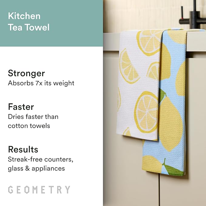 GEOMETRY Spring Kitchen Towels - Quick Dry Microfiber Cloth Spring & Summer Dish Towels for Kitchen Drying - Premium Quick Dry Towel - Pear Parade, 18" x 30" - 2-Pack