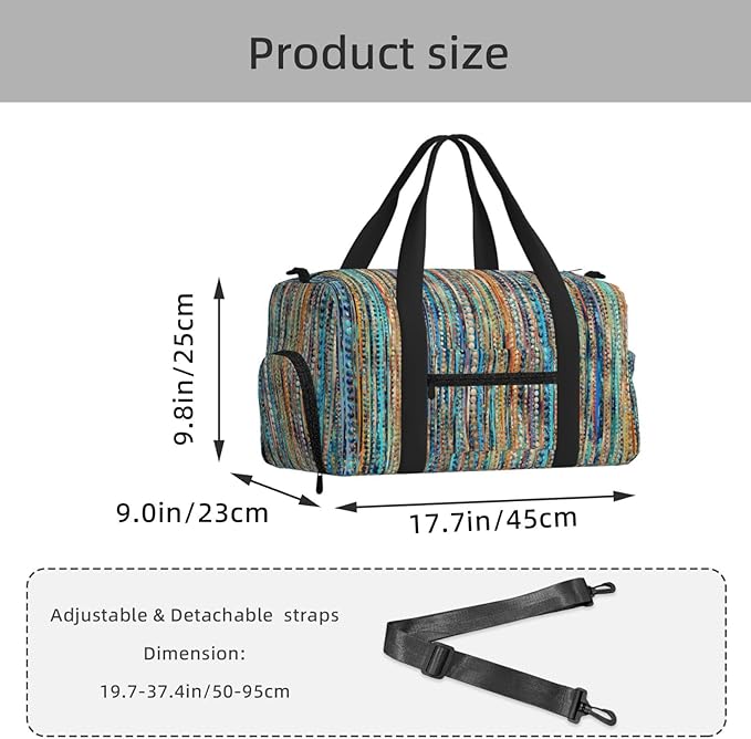 Stripes And Beads Women'S Gym Duffle Bag With Shoes Compartment, Ideal For Travel, Gym, Sports, Duffel, Weekender
