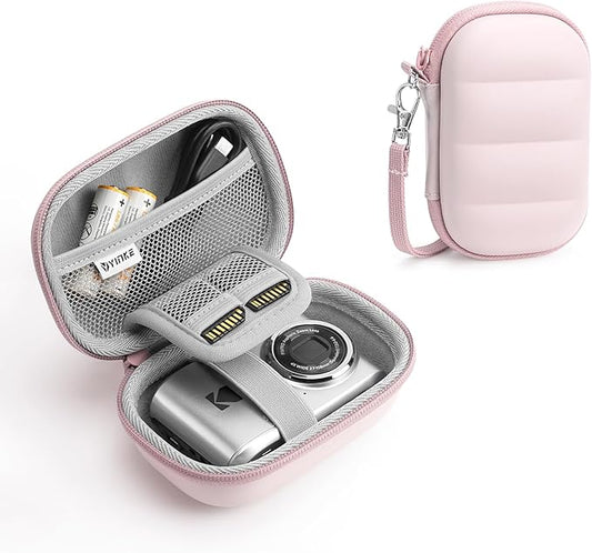 Digital Camera Case Compatible with CAMKORY DC403/ KODAK PIXPRO FZ55/ FZ45/ STUOGYUM DC402-AF, Small Hard Shell Bag with SD Card Storage for Travel (Pink)