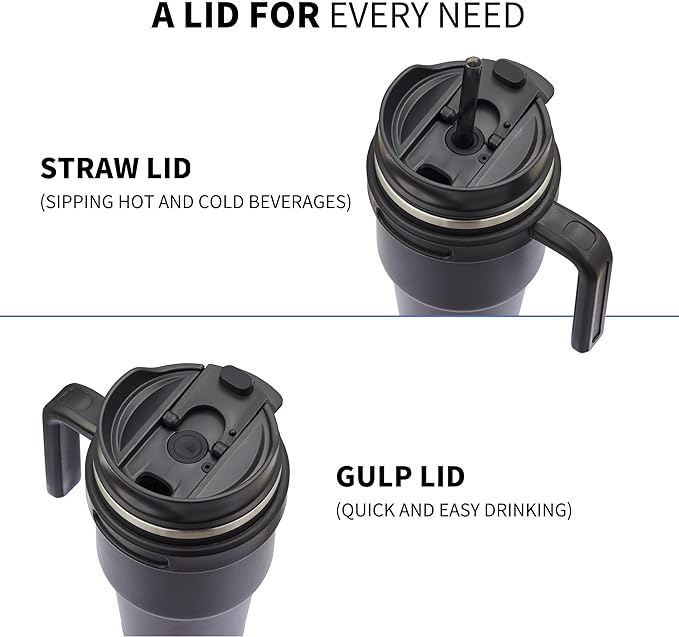 ALOUFEA 20 oz Insulated Coffee Mug Tumbler with Handle, Stainless Steel Travel Mug Tumbler with Lid and Straw, Double Wall Vacuum Leak Proof Ice Coffee Thermal Cup, Lavender Glitter