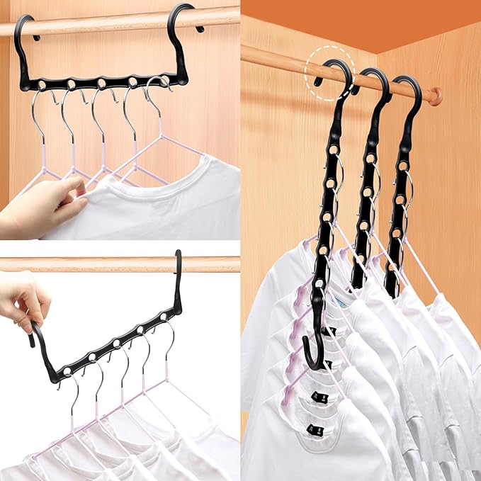 4 Pack Closet Organizers and Storage, College Dorm Room Essentials for Girls Guys, Stronger Space Saving Hangers Clothes Hanger with 5 Holes Closet Storage for Heavy Clothes, Magic Home Organization