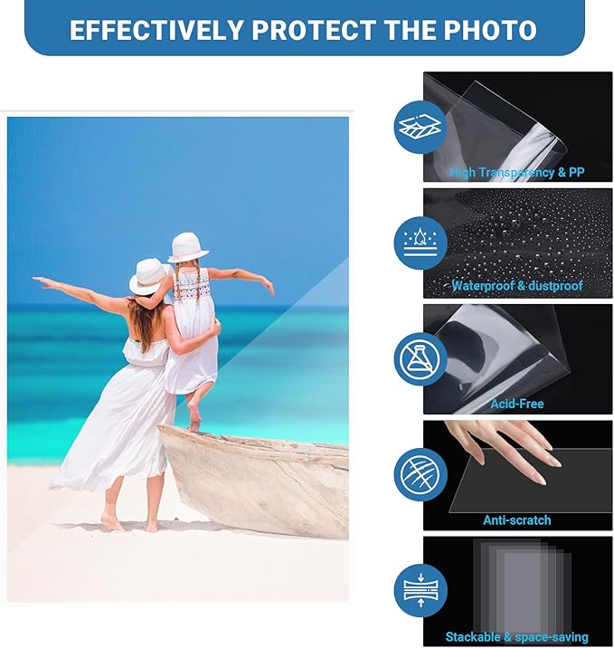 6x9 Photo Sleeves (100 ct) – Top Loading Clear Plastic Sleeve – Acid Free, No PVC – Soft Sheet Protectors for Photos, Jumbo Card Sleeves – Fits Albums, Storage & Magazine Protectors for Collectors