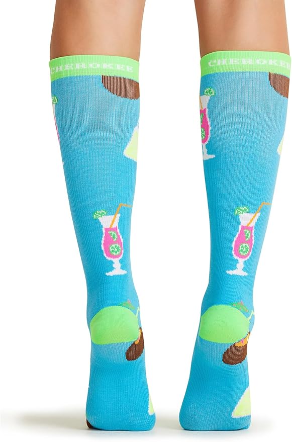 Cherokee Women's 10-15mmHg Compression Socks – Fun Print Knee Highs with Light Support, Soft Feel - PRINTSUPPORT