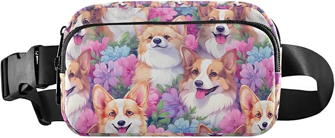 Cute Corgis Fanny Pack for Women Men Water Resistant Fashion Waist Packs with Adjustable Strap Belt Bag for Travel Workout Jogging Hiking 21219740