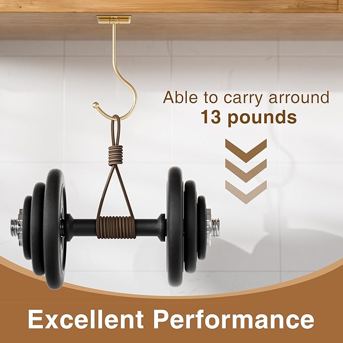 Gold Banana Hanger Hook Under Cabinet: Adhesive Banana Holder, Foldable with Magnets When Not in Use, Under Counter Banana Hook, Stainless, Hold 13 LB
