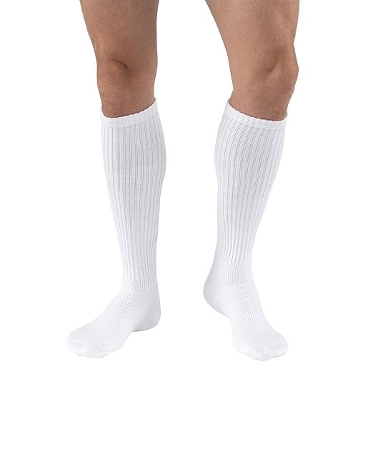 JOBST SensiFoot Diabetic Compression Socks for Men and Women 8-15 mmHg with Seamless Toe and Moisture Management - Extra Padding in Toe, Foot, and Heel Area - Knee High - Closed Toe - White, X-Small
