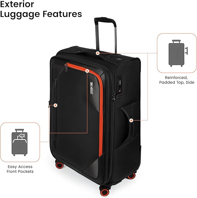 Suitcases with Wheels 32 inch Luggage,Large Softside Suitcase Expandable 20% w/TSA LOCK,Lightweight Travel Suitcase for Men/Women（Black,32in）