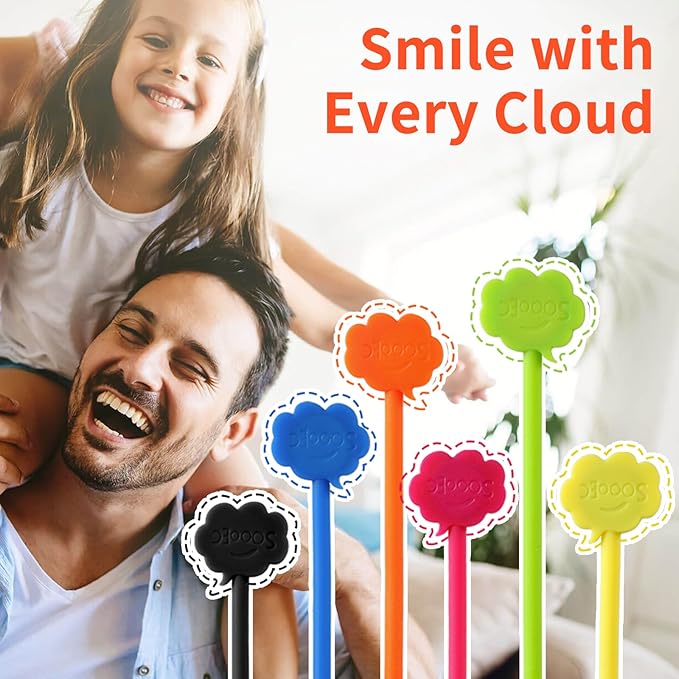SOOOEC Snap On Magnetic Cable Ties, 32 Pack 7.2" Magnetic Cord Organizer Cute Cloud Design, Silicone Twist Ties with Strong Magnet for Bundling and Cable Management, Fridge Magnets, Assorted Colors.