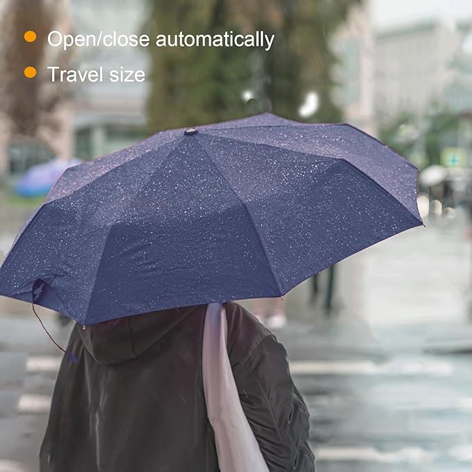 SIEPASA Two Pack The Original Portable Travel Umbrella for Rain Windproof, Perfect Car Golf Umbrella, Backpack, and On-the-Go.(Black & Navy Blue, 2 Pack)